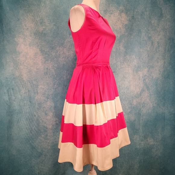 💜Cute Kate Spade Dress w/ Low Back and Broad Pink/White Striped Skirt. - Picture 5 of 8